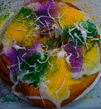 Brian Rodriguez bakes his first Mardi Gras King Cake, Mardi Gras