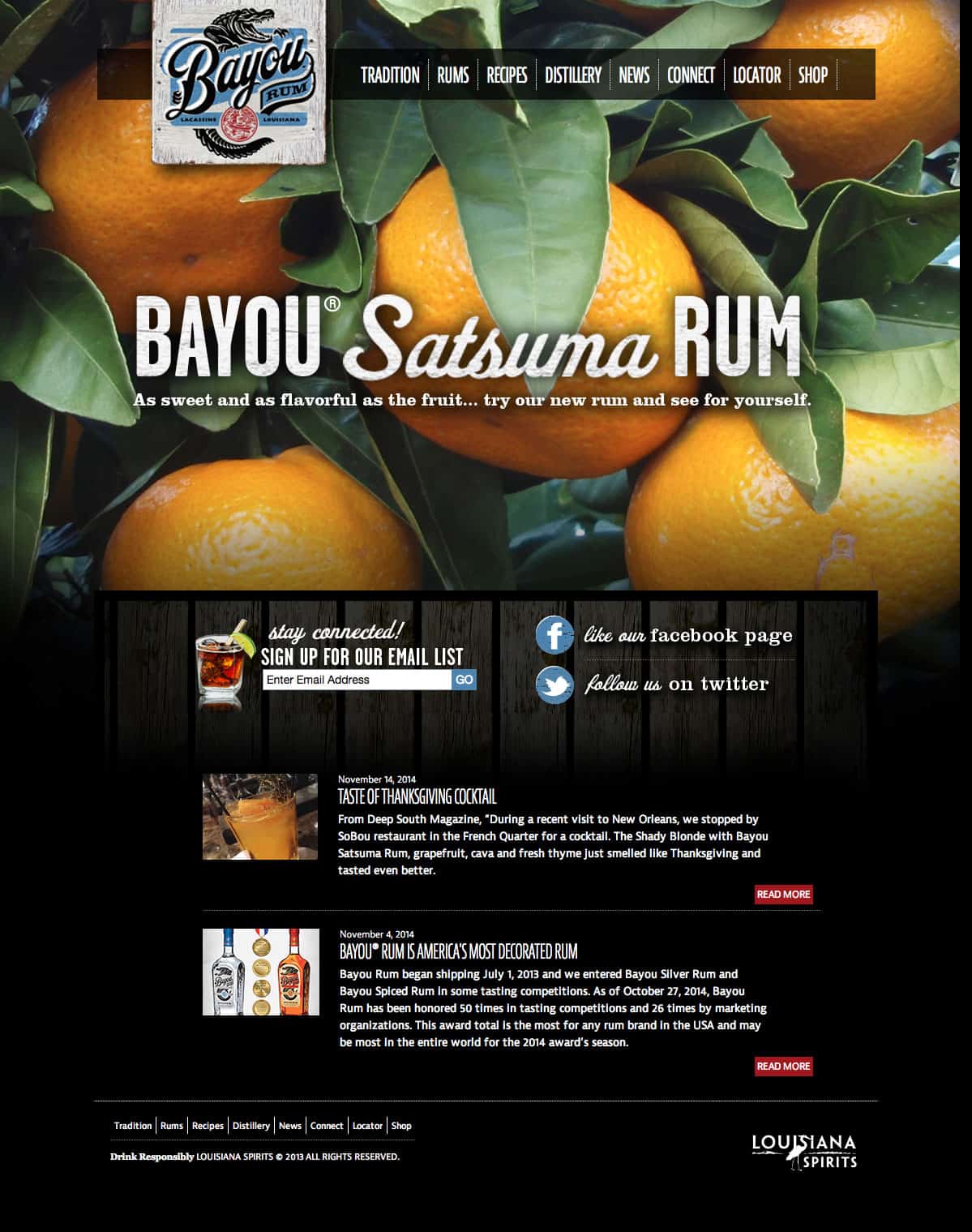 Bayou Satsuma Rum, Web Design