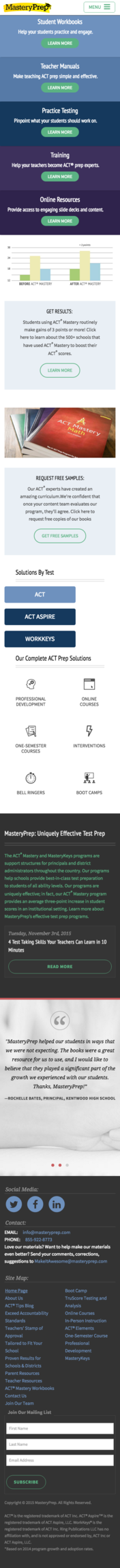 MasteryPrep, Mobile-Responsive Web Design